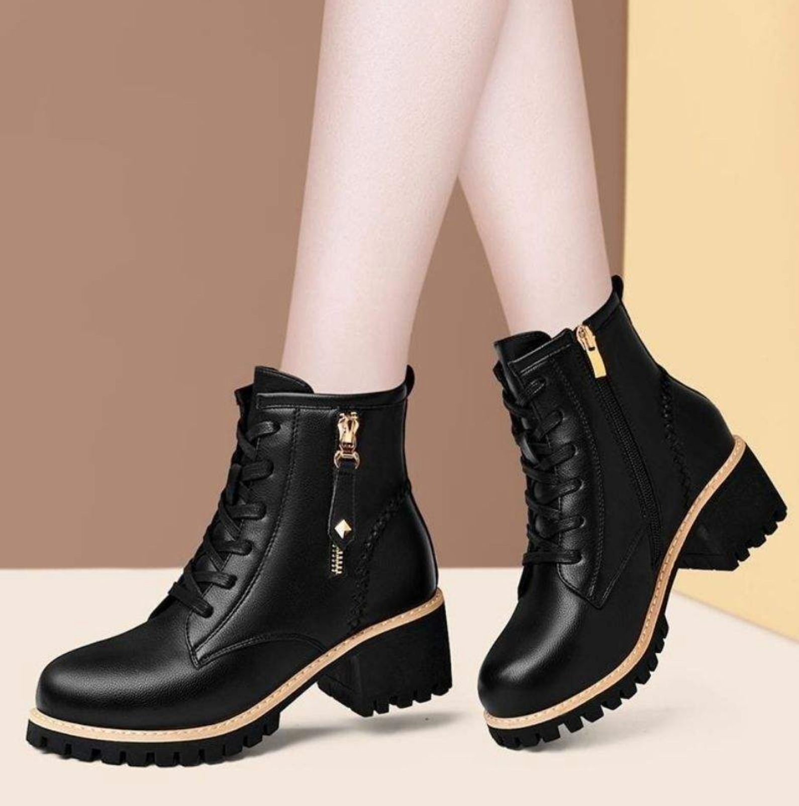 Women's Round-Toe Chunky Heel Ankle Boots