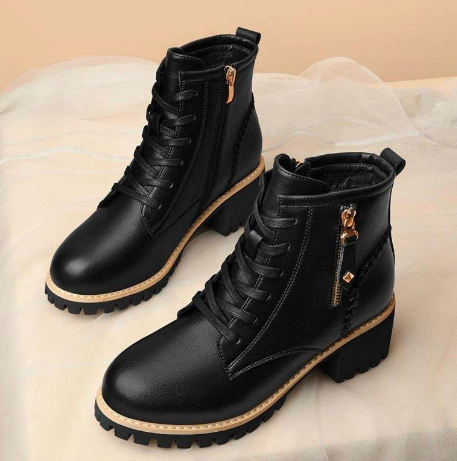 Women's Round-Toe Chunky Heel Ankle Boots