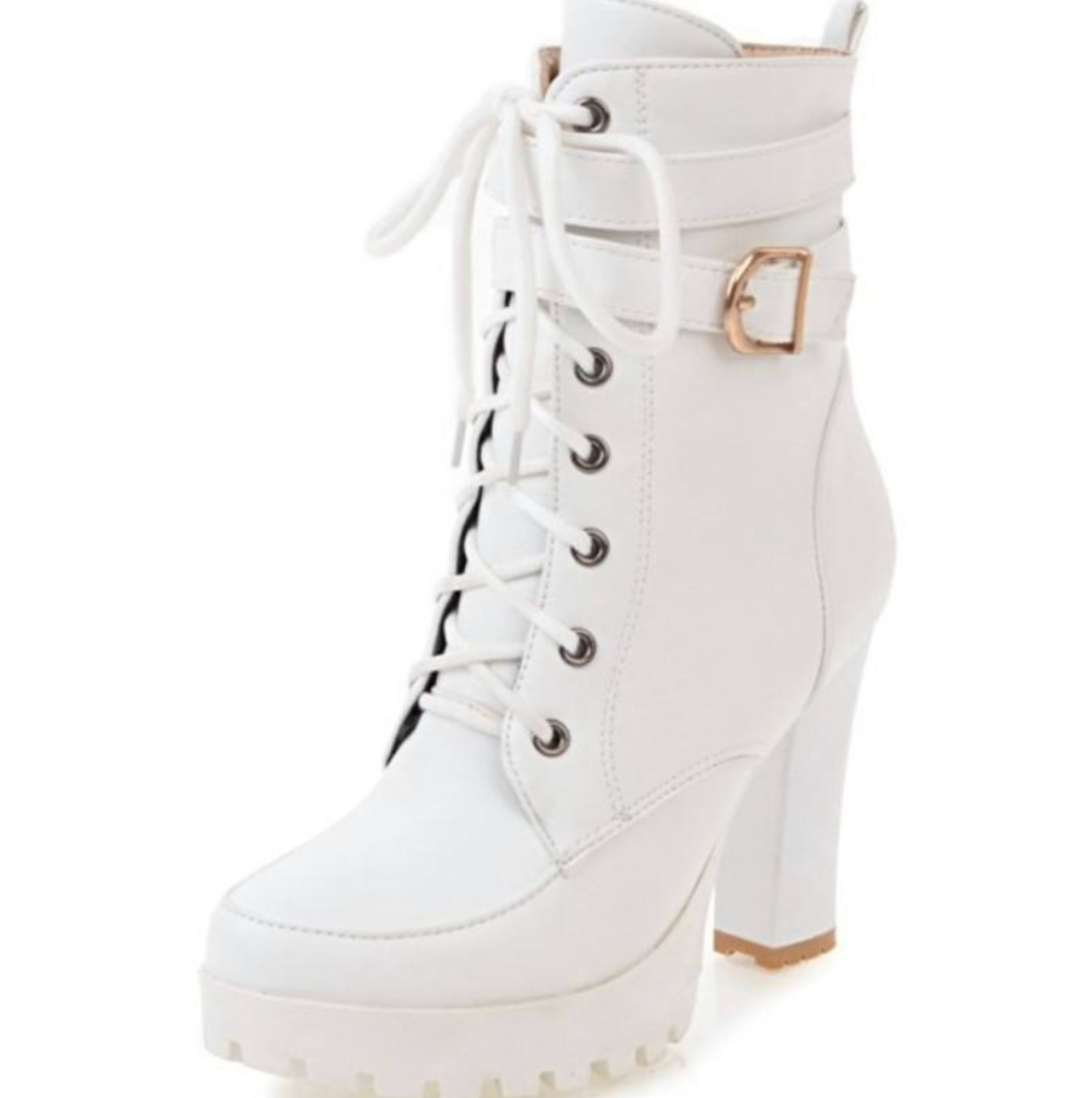 Women's Autumn Winter Belt Buckle Block Heel Boots