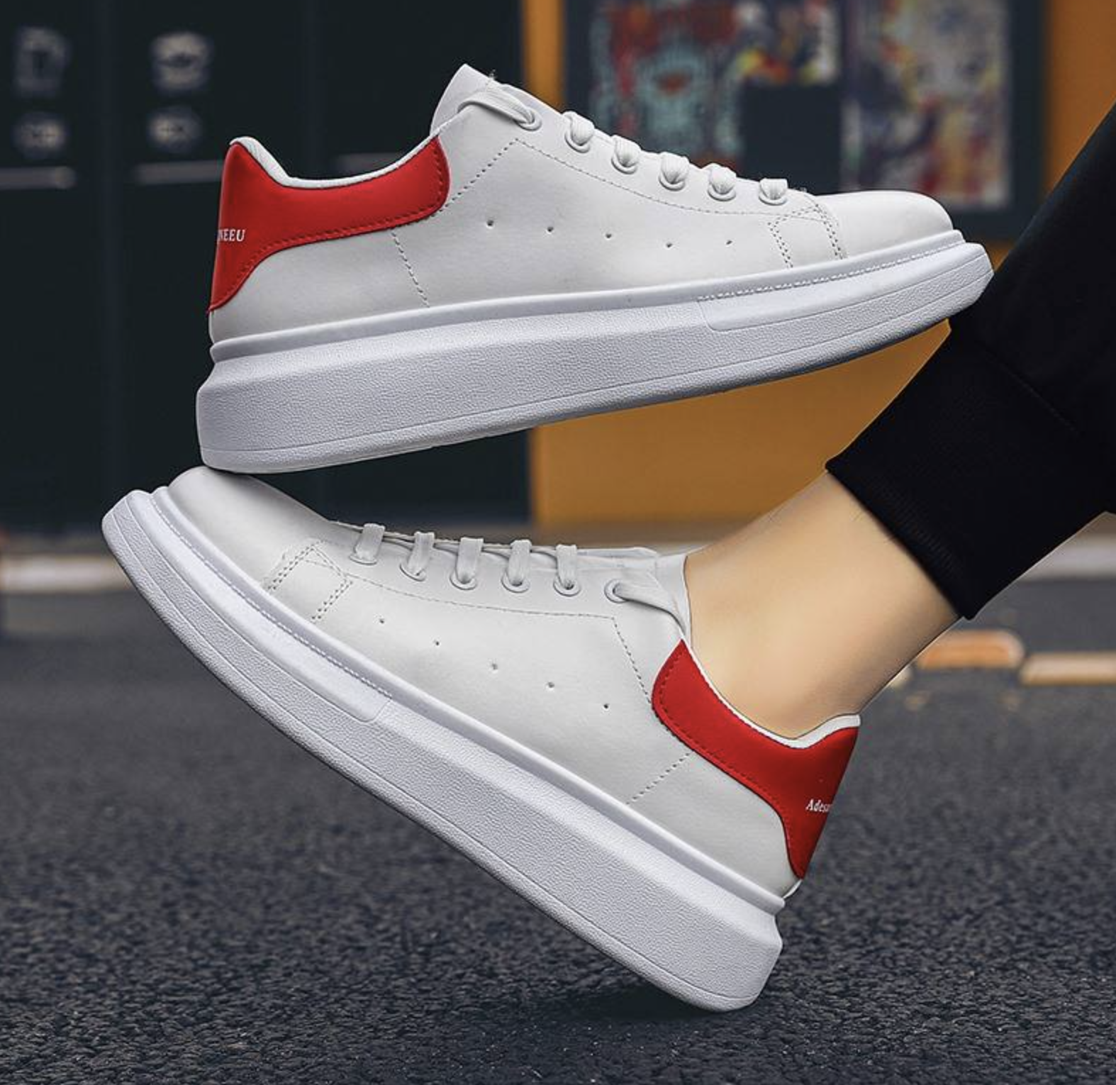 Luxury Unisex Flat Bottom White Casual Sneakers