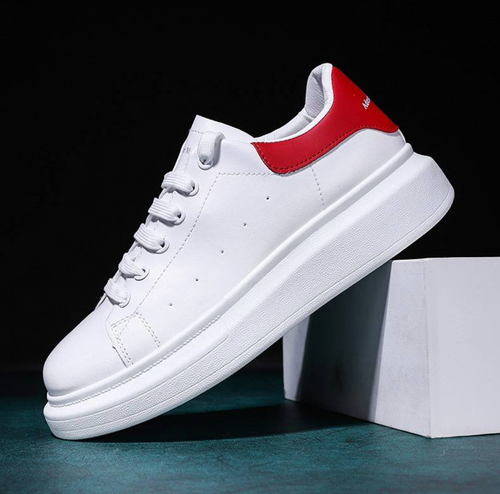 Luxury Unisex Flat Bottom White Casual Sneakers