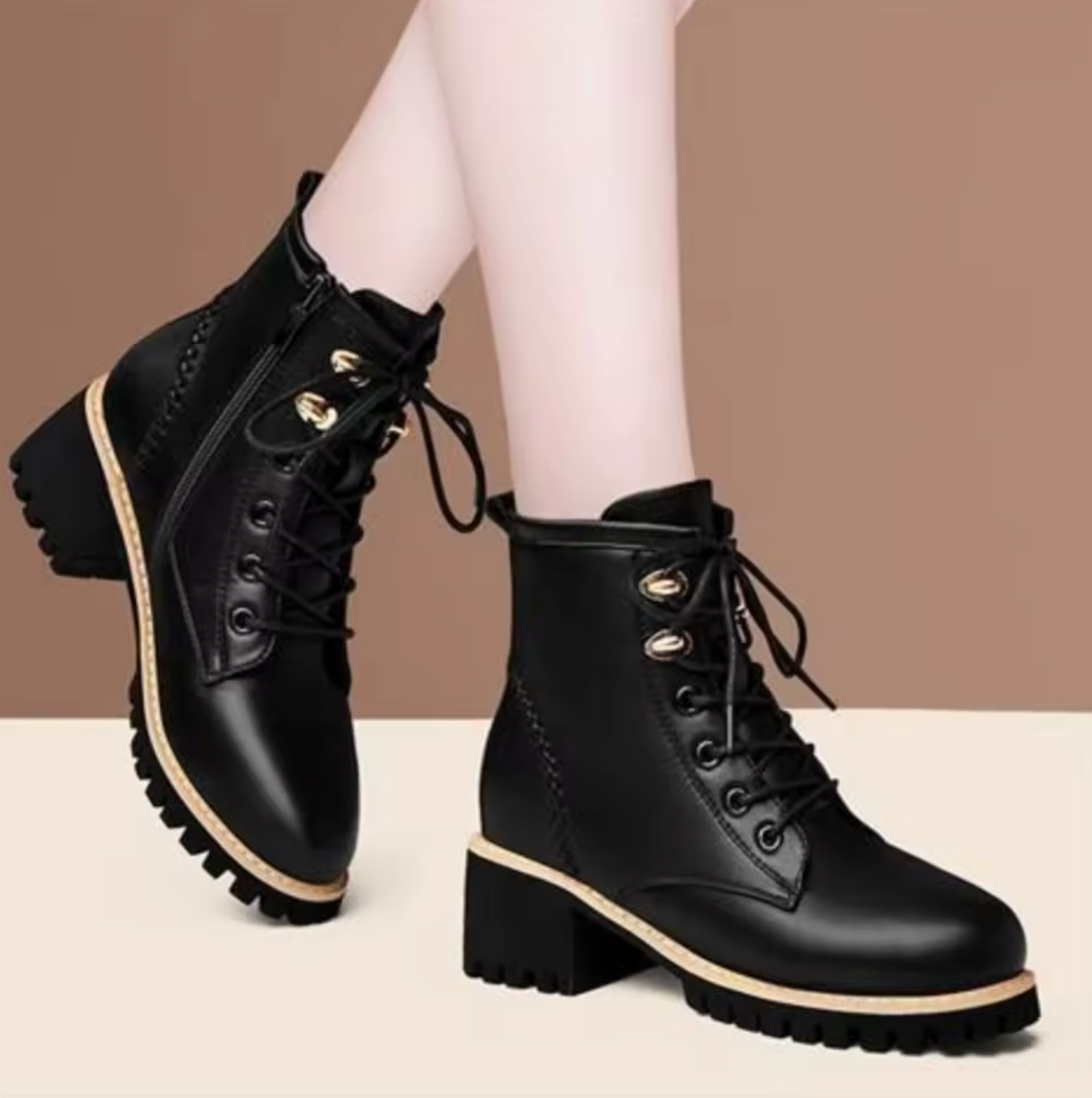 Women's Round-Toe Chunky Heel Ankle Boots
